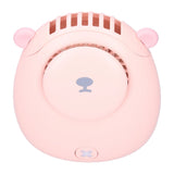 Electric Fan Hanging Neck Portable Mini Fan with 3‑Gear Wind Speed USB Charging for SummerPink