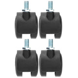 4Pcs PU Casters with Brake 1.5in Universal Wheel for Cabinet Bookshelf Trolley Black