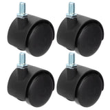 4Pcs PU Casters with Brake 1.5in Universal Wheel for Cabinet Bookshelf Trolley Black
