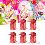 10 Set Candy Boxes Wedding Birthday Party Favor Gift Box with Ribbons DecorationRetro Flower Pattern