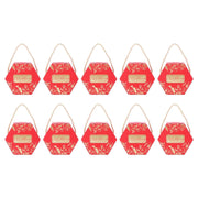 10 Set Candy Boxes Bags Hexagonal Chocolate Gift Boxes with Ropes for Wedding SuppliesRed In Australia - Darrahopens