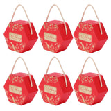 10 Set Candy Boxes Bags Hexagonal Chocolate Gift Boxes with Ropes for Wedding SuppliesRed In Australia - Darrahopens