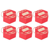 10 Set Candy Boxes Bags Hexagonal Chocolate Gift Boxes with Ropes for Wedding SuppliesRed