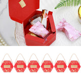 10 Set Candy Boxes Bags Hexagonal Chocolate Gift Boxes with Ropes for Wedding SuppliesRed