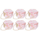 10 Set Candy Boxes Bags Hexagonal Chocolate Gift Boxes with Ropes for Wedding SuppliesPink