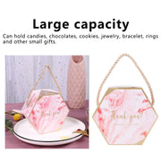 10 Set Candy Boxes Bags Hexagonal Chocolate Gift Boxes with Ropes for Wedding SuppliesPink
