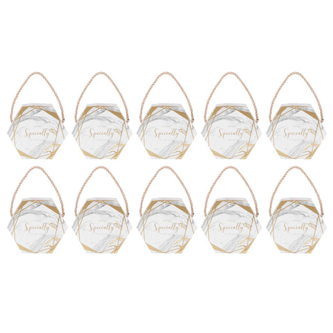 10 Set Candy Boxes Bags Hexagonal Chocolate Gift Boxes with Ropes for Wedding SuppliesMarble In Australia - Darrahopens