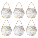 10 Set Candy Boxes Bags Hexagonal Chocolate Gift Boxes with Ropes for Wedding SuppliesMarble