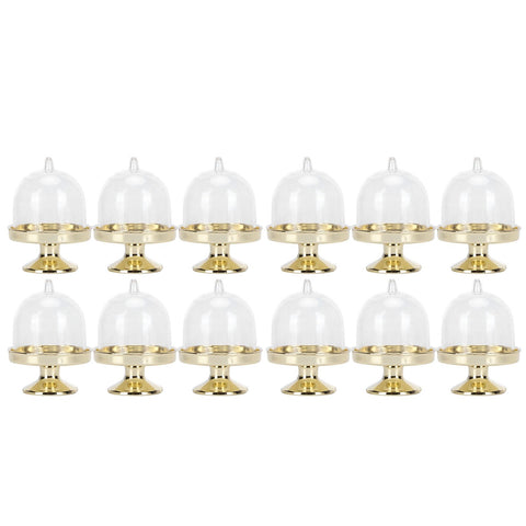 12 Set Mini Candy Box Cake Stand Cupcake Candy Display Plate with Lid Party SuppliesBottom Gold