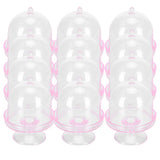12 Set Mini Candy Box Cake Stand Cupcake Candy Display Plate with Lid Party SuppliesPink