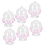 12 Set Mini Candy Box Cake Stand Cupcake Candy Display Plate with Lid Party SuppliesPink