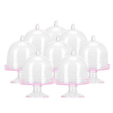 12 Set Mini Candy Box Cake Stand Cupcake Candy Display Plate with Lid Party SuppliesPink