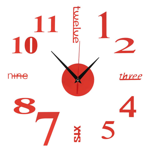 Modern DIY Digital Wall Clock Sticker Decals for Home Living Room Office DecorationRed In Australia - Darrahopens