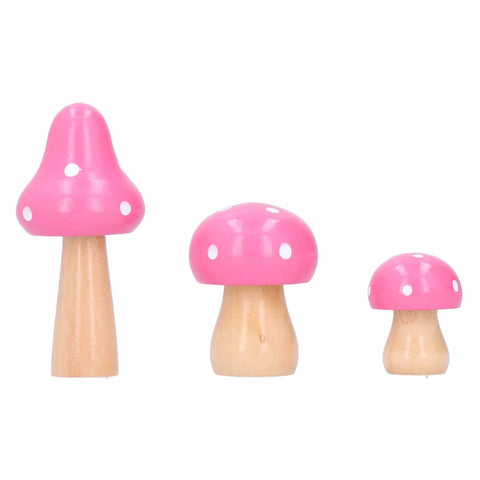 3Pcs/Set Mushroom Crafts Innovative Cute Wooden Ornaments Home Office Desktop DecorationPink In Australia - Darrahopens