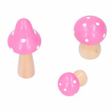 3Pcs/Set Mushroom Crafts Innovative Cute Wooden Ornaments Home Office Desktop DecorationPink