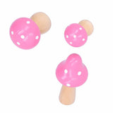 3Pcs/Set Mushroom Crafts Innovative Cute Wooden Ornaments Home Office Desktop DecorationPink
