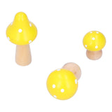 3Pcs/Set Mushroom Crafts Innovative Cute Wooden Ornaments Home Office Desktop DecorationYellow