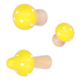 3Pcs/Set Mushroom Crafts Innovative Cute Wooden Ornaments Home Office Desktop DecorationYellow