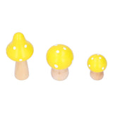3Pcs/Set Mushroom Crafts Innovative Cute Wooden Ornaments Home Office Desktop DecorationYellow
