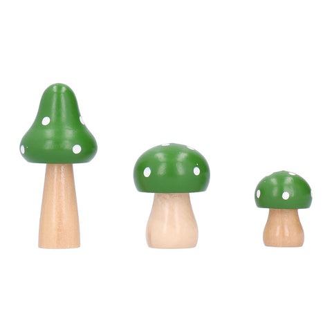 3Pcs/Set Mushroom Crafts Innovative Cute Wooden Ornaments Home Office Desktop DecorationGreen In Australia - Darrahopens