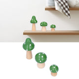 3Pcs/Set Mushroom Crafts Innovative Cute Wooden Ornaments Home Office Desktop DecorationGreen In Australia - Darrahopens