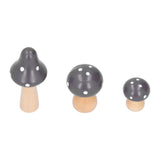 3Pcs/Set Mushroom Crafts Innovative Cute Wooden Ornaments Home Office Desktop DecorationBrown