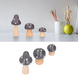 3Pcs/Set Mushroom Crafts Innovative Cute Wooden Ornaments Home Office Desktop DecorationBrown