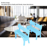 2Pcs Wooden Decorative Small Chair Originality Wooden Craft Decoration for Home OfficeBlue