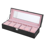 6-Slot Watch Box PU Leather Rectangular Wristwatch Display Case Organizer Gift Black In Australia - Darrahopens