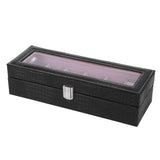 6-Slot Watch Box PU Leather Rectangular Wristwatch Display Case Organizer Gift Black In Australia - Darrahopens