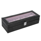 6-Slot Watch Box PU Leather Rectangular Wristwatch Display Case Organizer Gift Black In Australia - Darrahopens