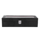 6-Slot Watch Box PU Leather Rectangular Wristwatch Display Case Organizer Gift Black In Australia - Darrahopens