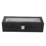 6-Slot Watch Box PU Leather Rectangular Wristwatch Display Case Organizer Gift Black In Australia - Darrahopens