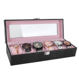 6-Slot Watch Box PU Leather Rectangular Wristwatch Display Case Organizer Gift Black In Australia - Darrahopens