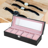 6-Slot Watch Box PU Leather Rectangular Wristwatch Display Case Organizer Gift Black In Australia - Darrahopens