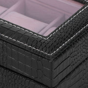 6-Slot Watch Box PU Leather Rectangular Wristwatch Display Case Organizer Gift Black