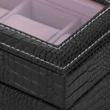 6-Slot Watch Box PU Leather Rectangular Wristwatch Display Case Organizer Gift Black