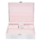 White Artificial Leather Multilayer Jewelry Box Portable Packaging Box for Collecting