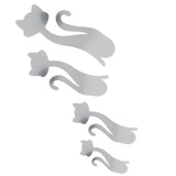 Cat Shape Mirror Wall Stickers Home Living Room Bedroom DIY Wall Art DecorationsSilver