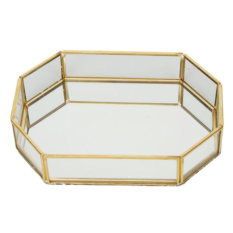 Octagonal Storage Box Mini Gold Geometry Jewelry Necklace Dessert Basket with Flannel 20x14x4cm In Australia - Darrahopens