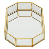 Octagonal Storage Box Mini Gold Geometry Jewelry Necklace Dessert Basket with Flannel 20x14x4cm