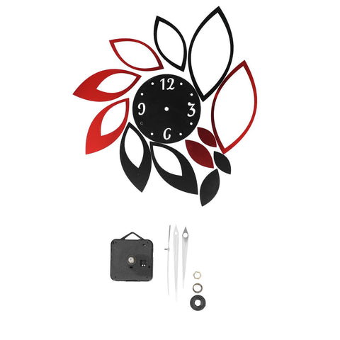 DIY Mirror Wall Clock Stickers Modern Decor for Home Living Room Background Sticker(Noir rouge ) In Australia - Darrahopens