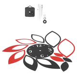 DIY Mirror Wall Clock Stickers Modern Decor for Home Living Room Background Sticker(Noir rouge )