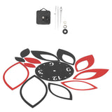 DIY Mirror Wall Clock Stickers Modern Decor for Home Living Room Background Sticker(Noir rouge )