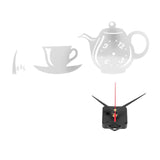 DIY Wall Clock Mirror Surface Sticker TeapotShaped Decals for Living Room Bedroom(Silver )