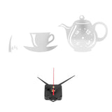 DIY Wall Clock Mirror Surface Sticker TeapotShaped Decals for Living Room Bedroom(Silver )