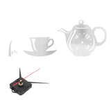 DIY Wall Clock Mirror Surface Sticker TeapotShaped Decals for Living Room Bedroom(Silver )