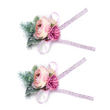 2Pcs Wedding Bridal Corsage Bridesmaid Wrist Flower for Wedding Party AnniversaryPink