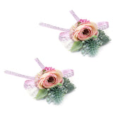 2Pcs Wedding Bridal Corsage Bridesmaid Wrist Flower for Wedding Party AnniversaryPink In Australia - Darrahopens