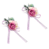 2Pcs Wedding Bridal Corsage Bridesmaid Wrist Flower for Wedding Party AnniversaryPink